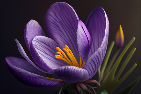 Crocus purple flower. AI Generatedの素材