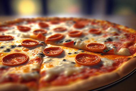 Pizza with sausage. AI Generatedの素材