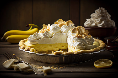 banana cake. Appetizing sweets. AI Generatedの素材