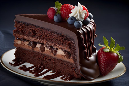 A piece of chocolate cake. AI Generatedの素材