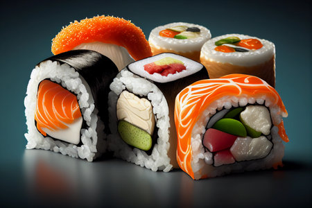 Sushi Japanese food. AI Generatedの素材