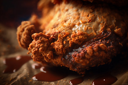 Fried chicken close-up. AI Generatedの素材
