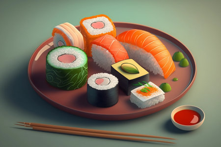 Sushi Japanese food. AI Generatedの素材