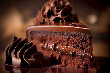 A piece of chocolate cake. AI Generatedの素材