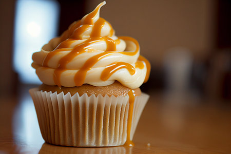 Cake with caramel. AI Generatedの素材