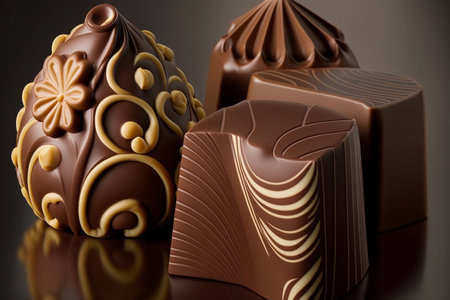 Chocolate candies close-up. AI Generatedの素材