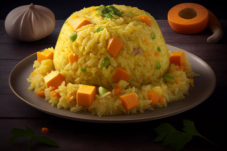 Pilaf is a rice and meat dish. AI Generatedの素材