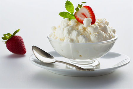 Cheese dessert with fruits. AI Generatedの素材