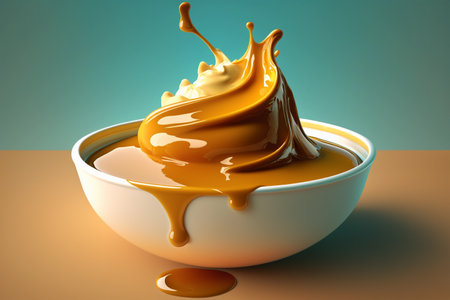 Dessert with caramel. AI Generatedの素材