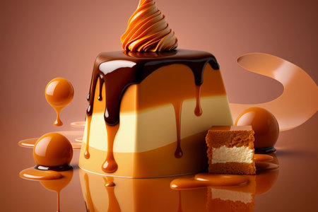 Cake with caramel. AI Generatedの素材