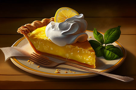 Lemon cake close-up. AI Generatedの素材