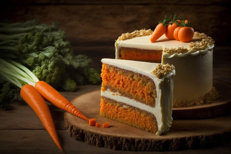 Carrot cake close-up. AI Generatedの素材