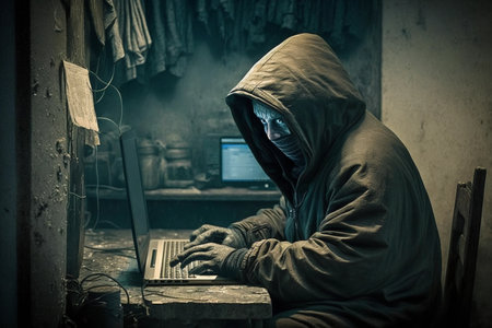 Hacker and cybercrime. AI Generatedの素材