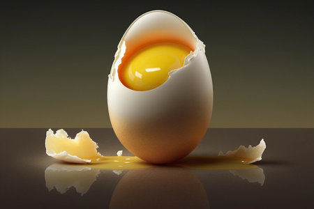 Boiled egg with yolk. AI Generatedの素材