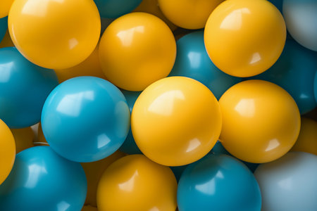 Selection of yellow and blue balloons.の素材