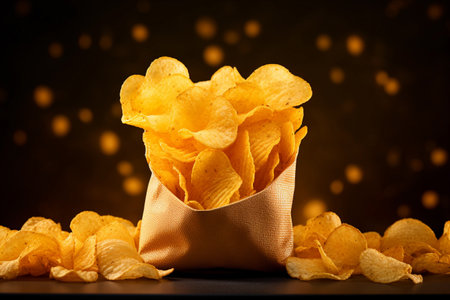 Stock photo of potato chips in pouch.の素材