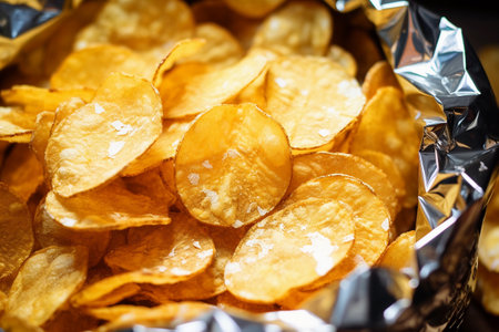 Potato chips in a bag.の素材