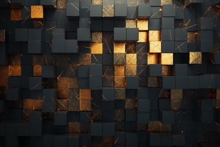 Abstract golden and black background.の素材