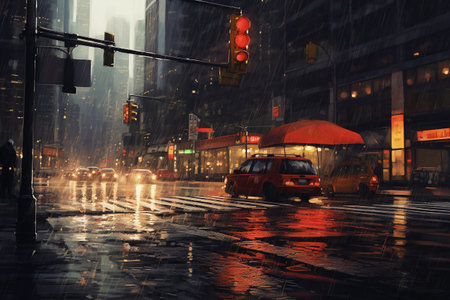 city in the rain. It is raining.の素材