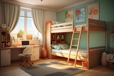 Children's room with furniture. Interior of a children's roomの素材