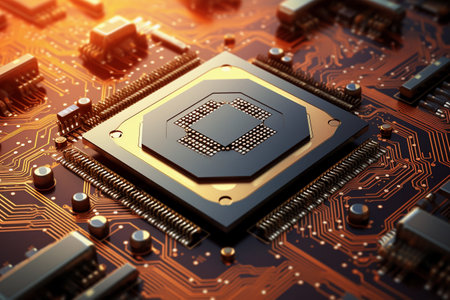 Microchips and electronics close up.の素材