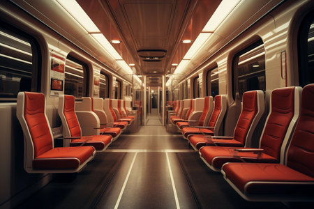 Seats of public transport. Interior of public transport.の素材