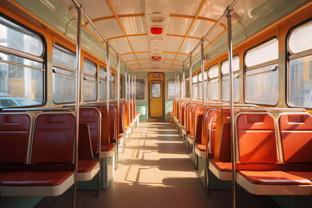 Bus or trolleybus seats. bus interior.の素材