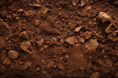Brown soil close-up. Lumps of earth.の素材