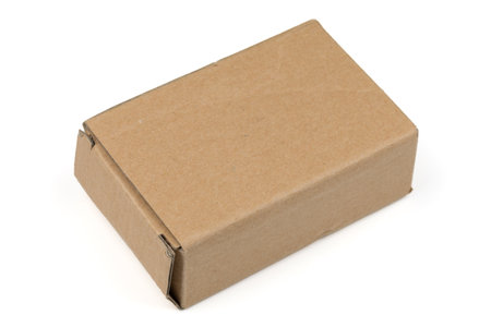 The cardboard box is brown without inscriptionsの写真素材