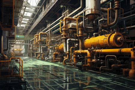 Big old factory with pipesの素材