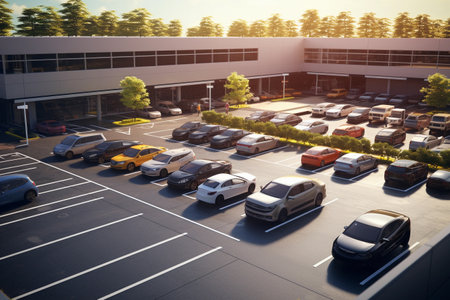 Car parking near the shopping centerの素材
