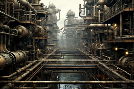 Big old factory with pipesの素材