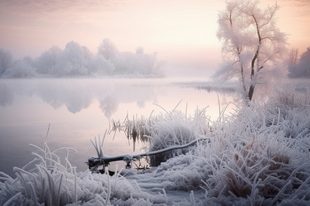 Lake in winter. winter landscapeの素材