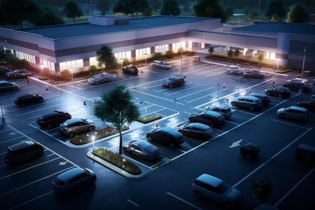 Car parking near the shopping centerの素材