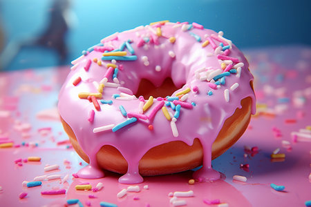 One sweet donuts close-up. Donuts with gravy.の素材