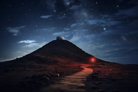 Observatory at night under the stars.の素材