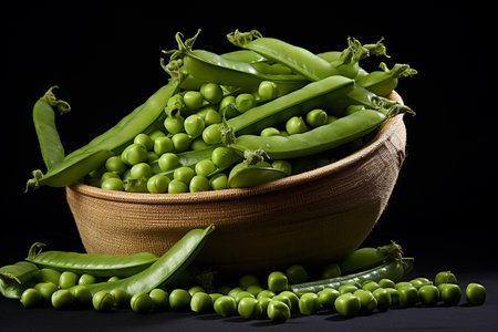 Plump and vibrant green peas, freshly harvested.の素材