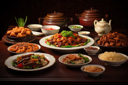 Traditional Chinese food, a feast for the senses with a range of dishes reflecting the country's rich culinary heritageの素材