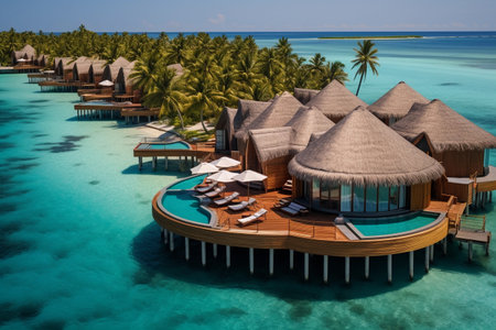 Explore the captivating scenery of the Maldives, where pristine beaches and crystal-clear waters create a dreamlike landscape for a perfect Asian getawayの素材