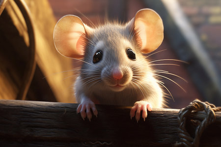 Captivating image of a cute mouse showcasing its distinctive big ears, making it an enchanting and heartwarming characterの素材