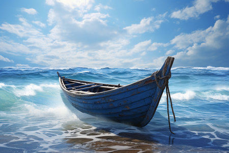 Seashore Serenity. Boat by the Coastの素材