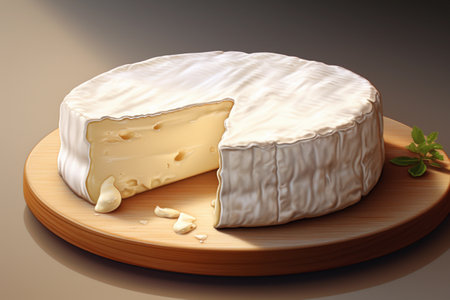 A sophisticated presentation of creamy Brie cheese, highlighting its rich and indulgent textureの素材