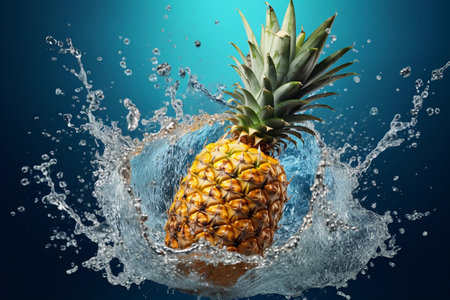 Exotic pineapple with a refreshing splash of waterの素材