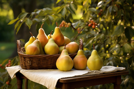 Bountiful pear harvest in the gardenの素材