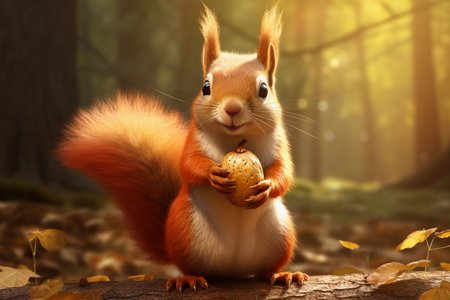 Resourceful squirrel gripping a nut with its tiny pawsの素材