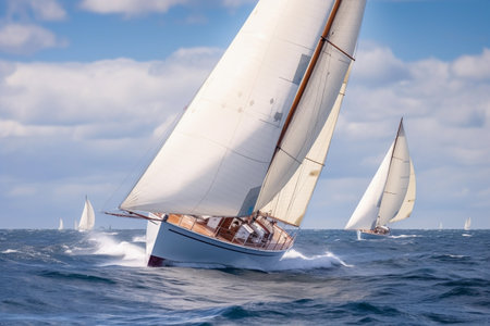 A thrilling competition on the open seaの素材
