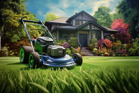 Mowing lawn grassの素材