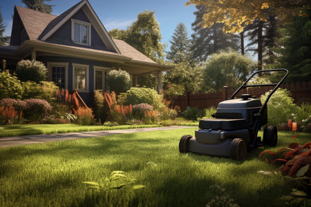 Mowing lawn grassの素材