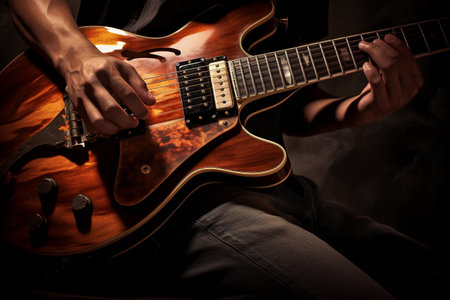 A man plays the guitarの素材