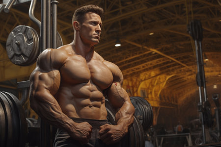 Muscular male athlete in the gym.の素材